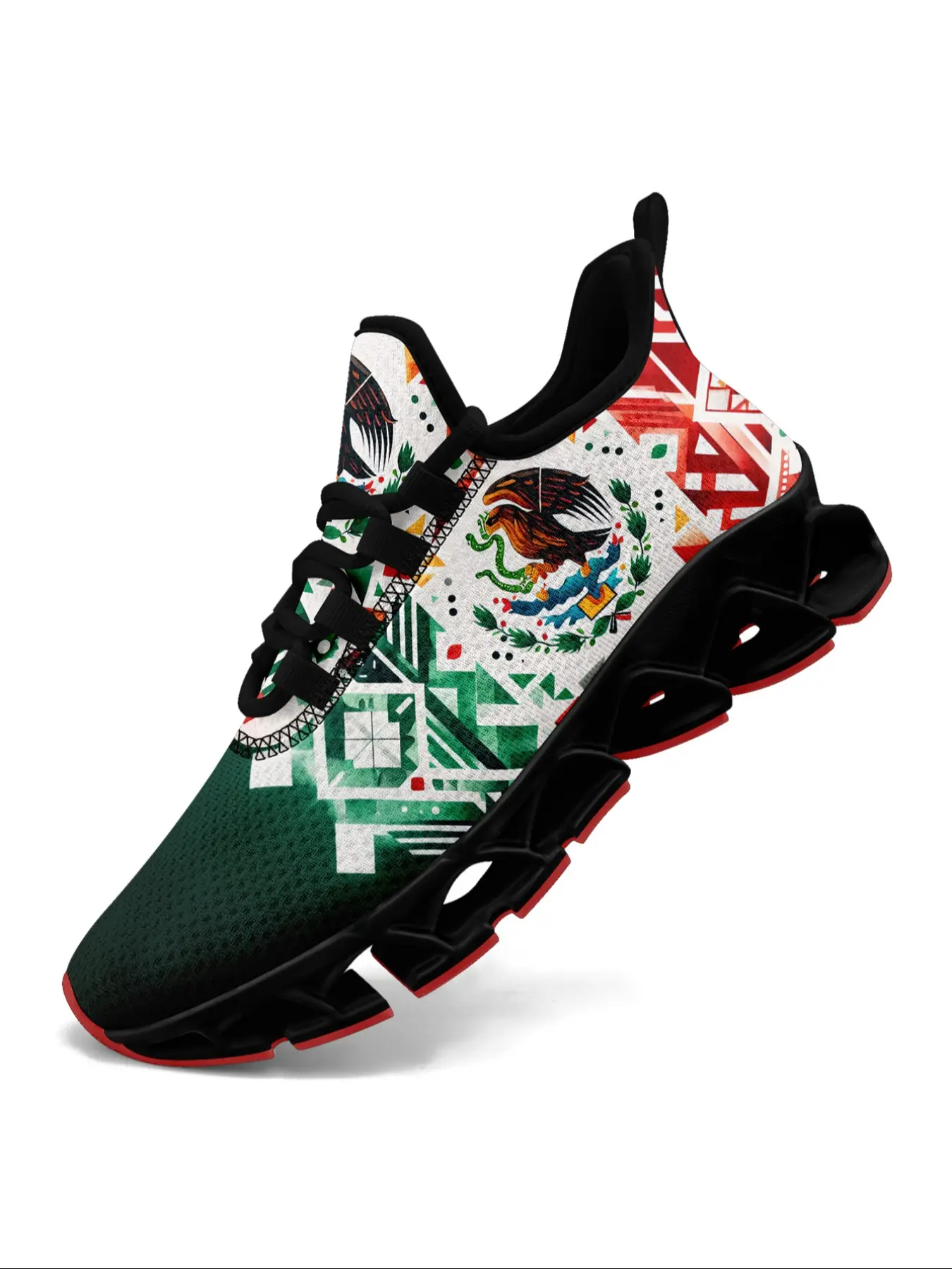 Men's Mexico Flag Eagle Chunky Casual Sneakers, Athletic Running Shoes, Athletic Running Trainers, Sporty Running Fashion, Soft Sole Sports Running Shoes for Daily Wear, Perfect Gift for All Seasons