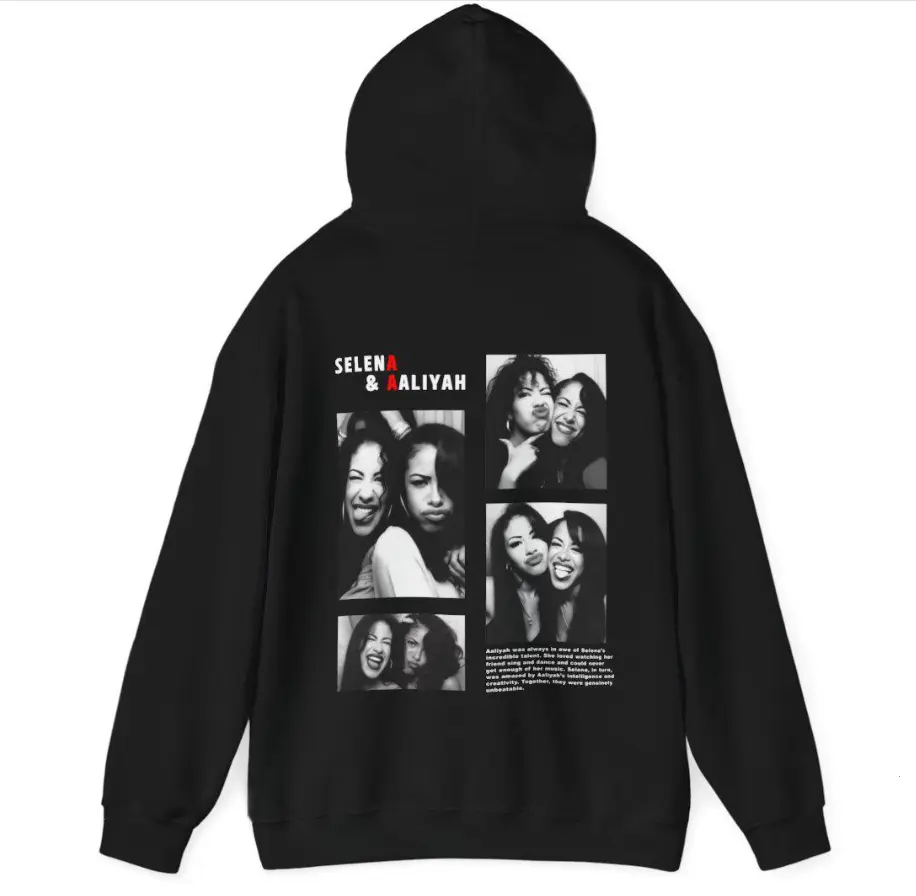 Unisex Selena & Aaliyah Hoodie Featuring Iconic Black and White Design