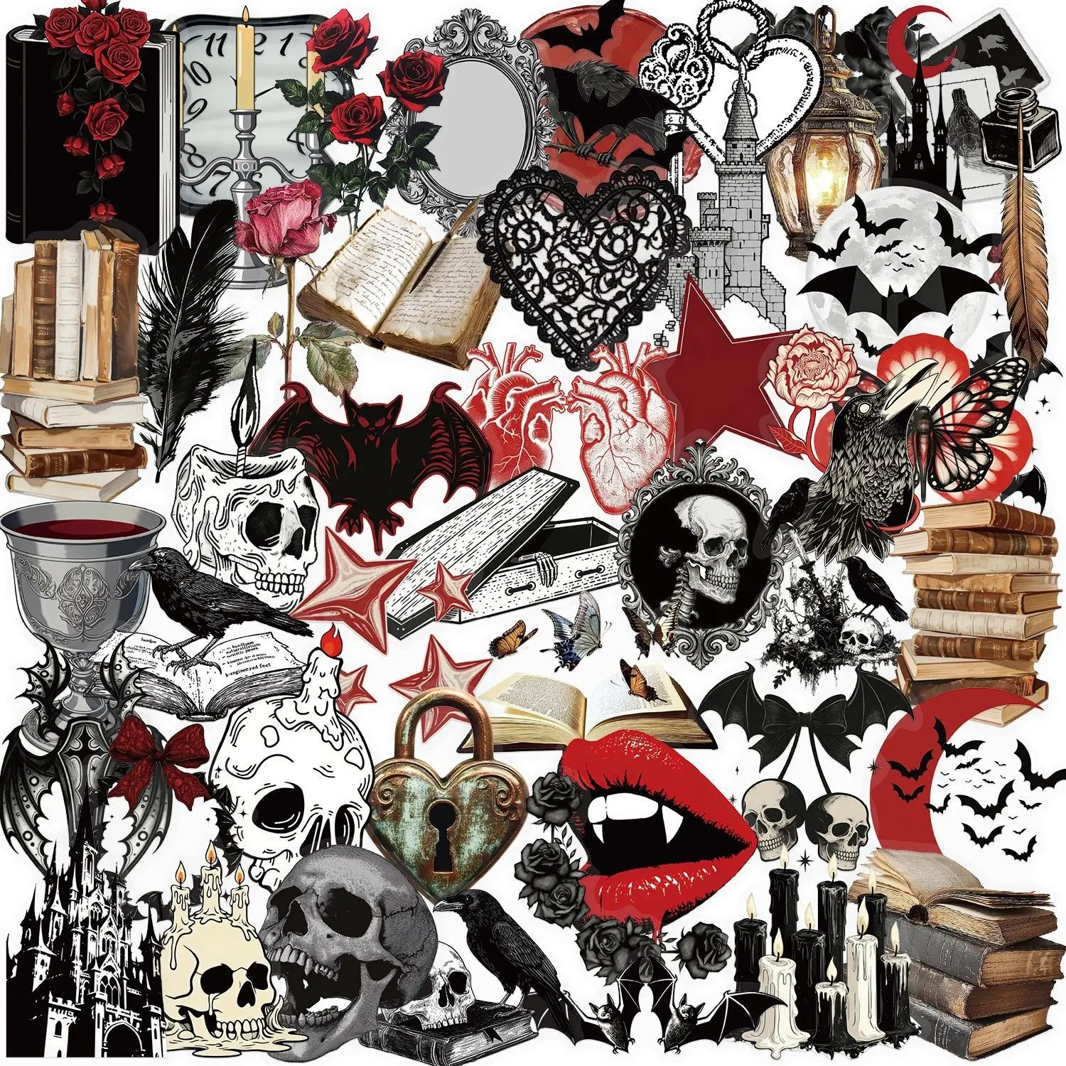 50 Sheets a Court of Eternal Night Stickers, Creative Phone Case Notebook DIY Wall Art, Guitar Poster Luggage Decals, No Glue Required