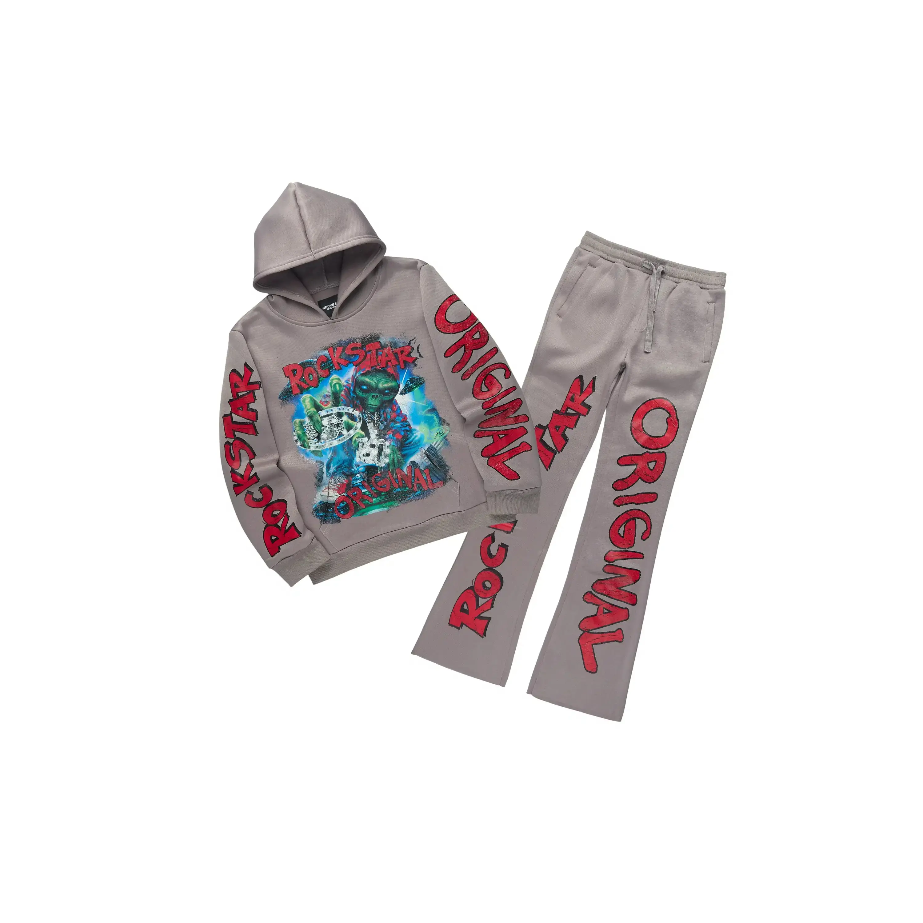 Boys Caevon Grey/Red Stacked Track Set