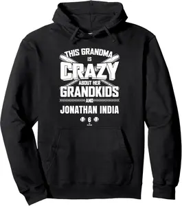 Grandma Crazy for Jonathan India Cincinnati Baseball MLBPA Pullover Hoodie