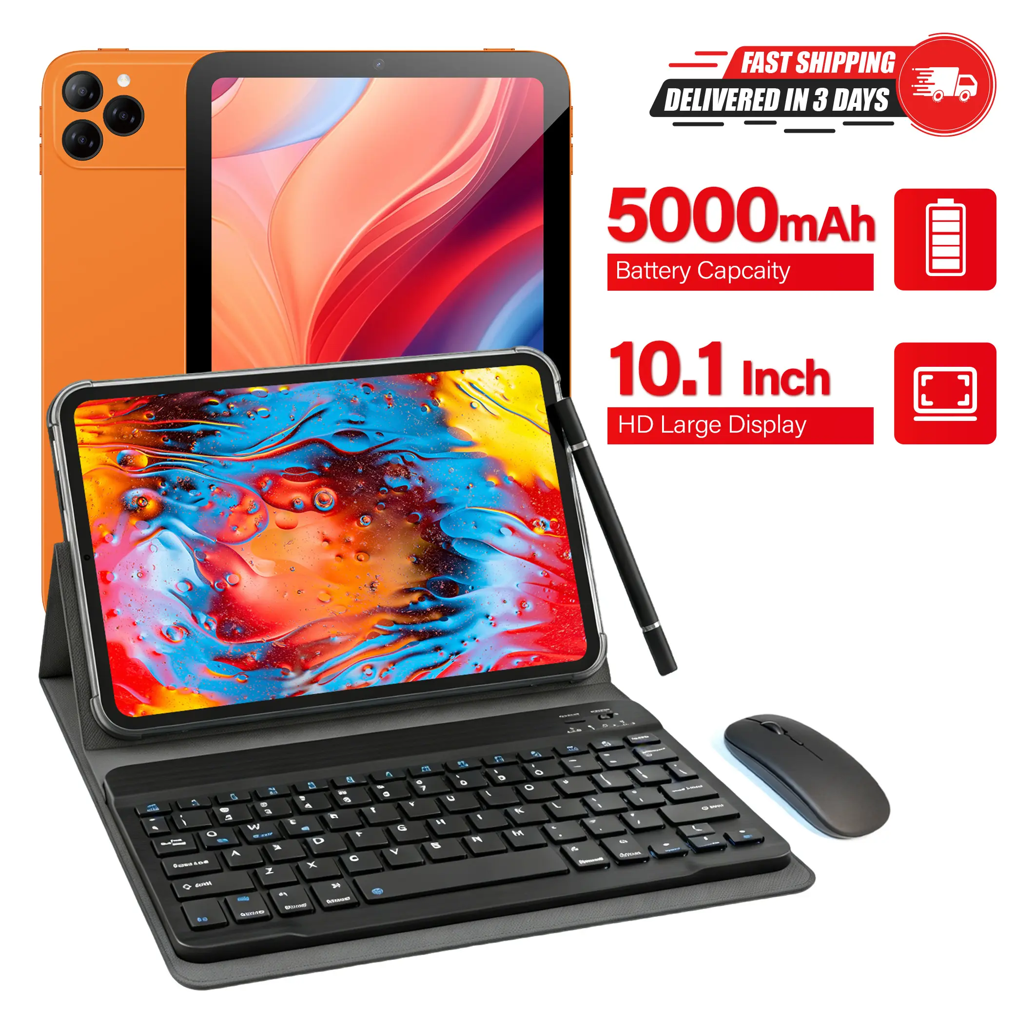Family 10.1" Android Tablet with 8 + 256, Complete Bundle w/ Keyboard, Mouse, Stylus & Case for Kids,Parents and Home Use, Outdoorfun, Everyday Family Life