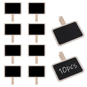 Mini Chalkboard Signs Set of 10, Wooden Clips Included, Price Tags for Parties, Party Labels, Self-Service Food Labels, Rectangular Message Board