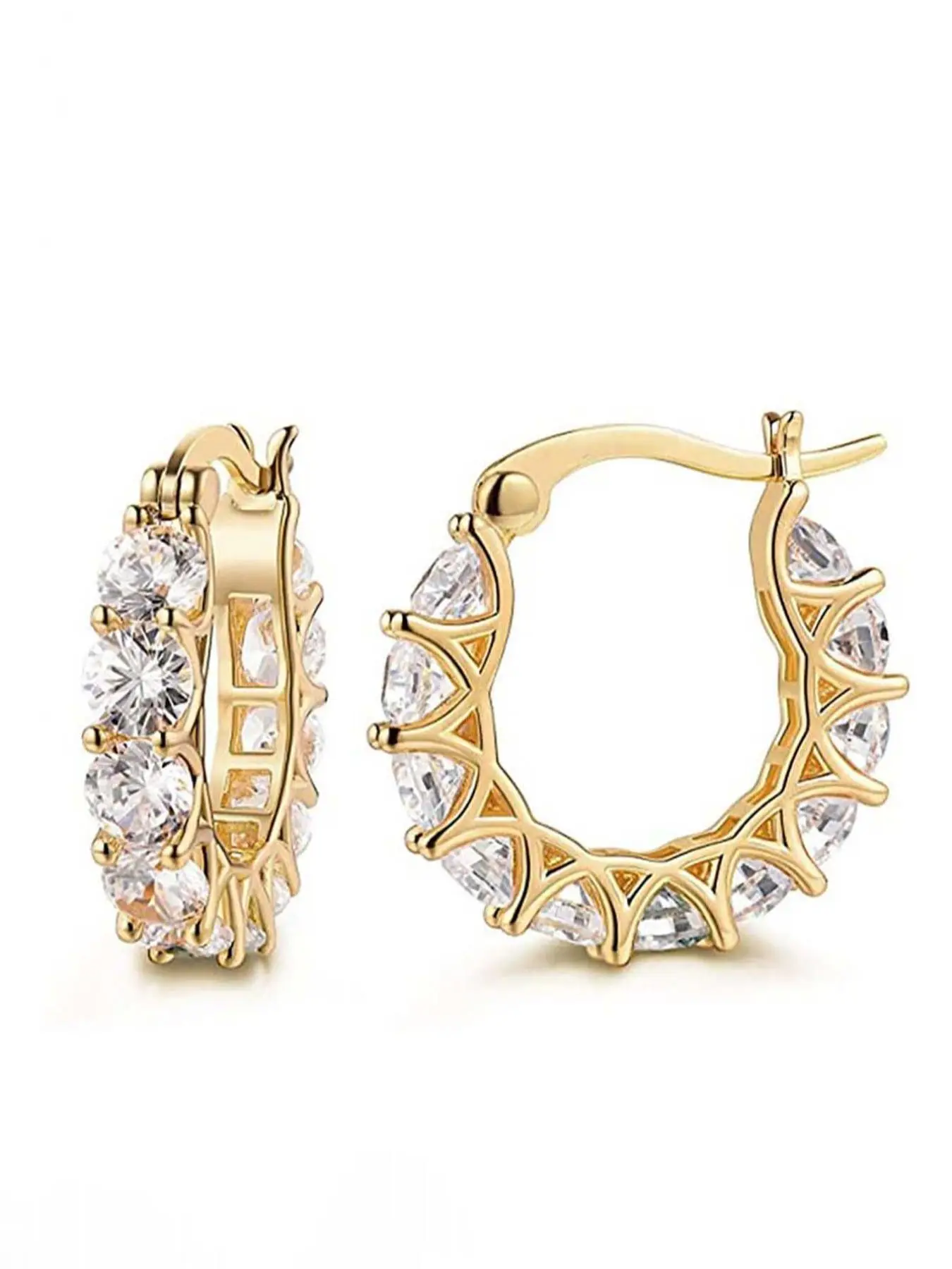 Elegant Rhinestone Decorated Hoop Earrings, Fashionable Jewelry for Women, Trendy All-match & Exquisite Jewelry for Birthday Gift, Crystal Hoop Earrings, Sparkling Ear Jewelry