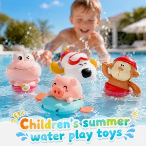 STS-01 Trending Kids Summer Bath Water Toy Set — Cute Floating Wind-Up Swimming Dog, Monkey, Frog & Flying Fish Toys | Fun Pool, Beach, Tub & Water Park Play Toy for Boys and Girls, Interactive Bath Time & Summer Must-Have, Party Favor