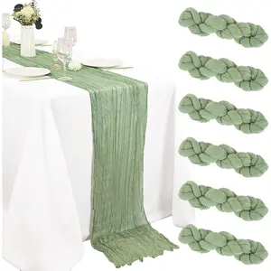 6 Pack Cheesecloth Table Runner 20 x 120 Inch Sage Gren Boho Gauze Cheese Cloth Table Runners 10 FT Long Rustic Sheer Table Decorations for Wedding Party  Bridal Shower Birthday Holiday