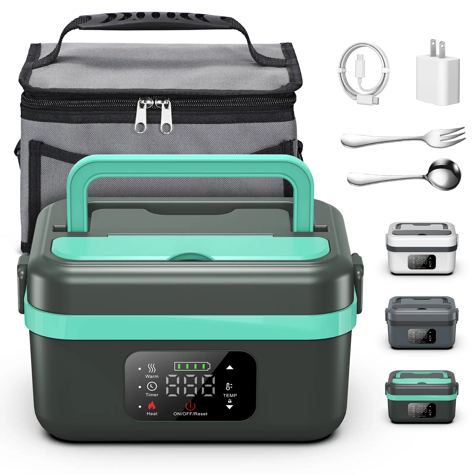 New Cordless Electric Heating Lunch Box Bento Box, Super Long Battery Life, Rechargeable Heating, Keep Warm Function, Suitable For School Outdoor Office Cars The Perfect Gift
