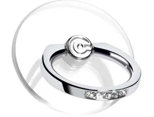 Transparent Phone Ring Holder Grip - EI Sonador Clear Cell Phone Ring Stand Holder Finger Grip Kickstand 360° Rotation, Compatible with Most of Phones, Tablets and Case (2 Silver Diamond)
