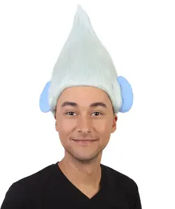 Adult Men's Troll Costume Wig – Safe and Stylish Flame-Retardant Synthetic Fiber, Multicolor