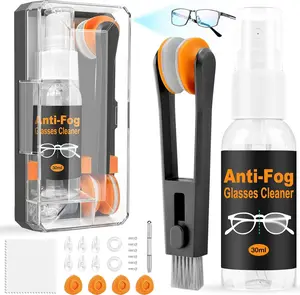 Eyeglass Cleaner Kit with Spray & Microfiber Cloth – Portable Glasses Cleaning Set for Lenses, Screens & Camera