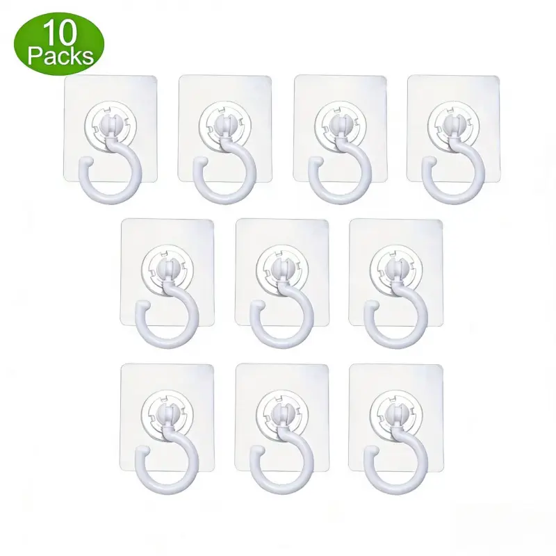 10Pcs 360° Swivel Self Adhesive Ceiling Hooks No Drill Heavy Duty Sticky Hanging Hooks for Plants Wind Chimes Lanterns Holiday Decorations Multi-Purpose Utility Hooks Decorative Household