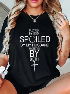 100% Cotton By God Spoiled By My Husband Protected By Boths T-Shirt