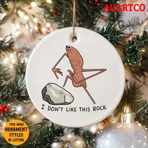 Marcus the Worm Christmas ceramic Ornament, I Don't Like This Rock Ornament, Funny Meme Ornament, Funny Holiday Decoration, Internet Humor Gift