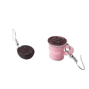 Coffee Bean and Cup Drop Earrings