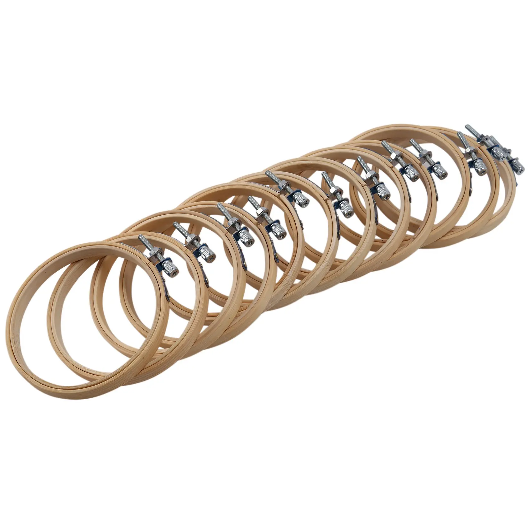 12-Piece Bamboo Wood Embroidery Hoop Set - 4in/10cm Small Size Simple Round Wooden Cross Stitch Rings with Brass Adjustment Screw, Easy Operation Household Craft Accessories for Children Teaching