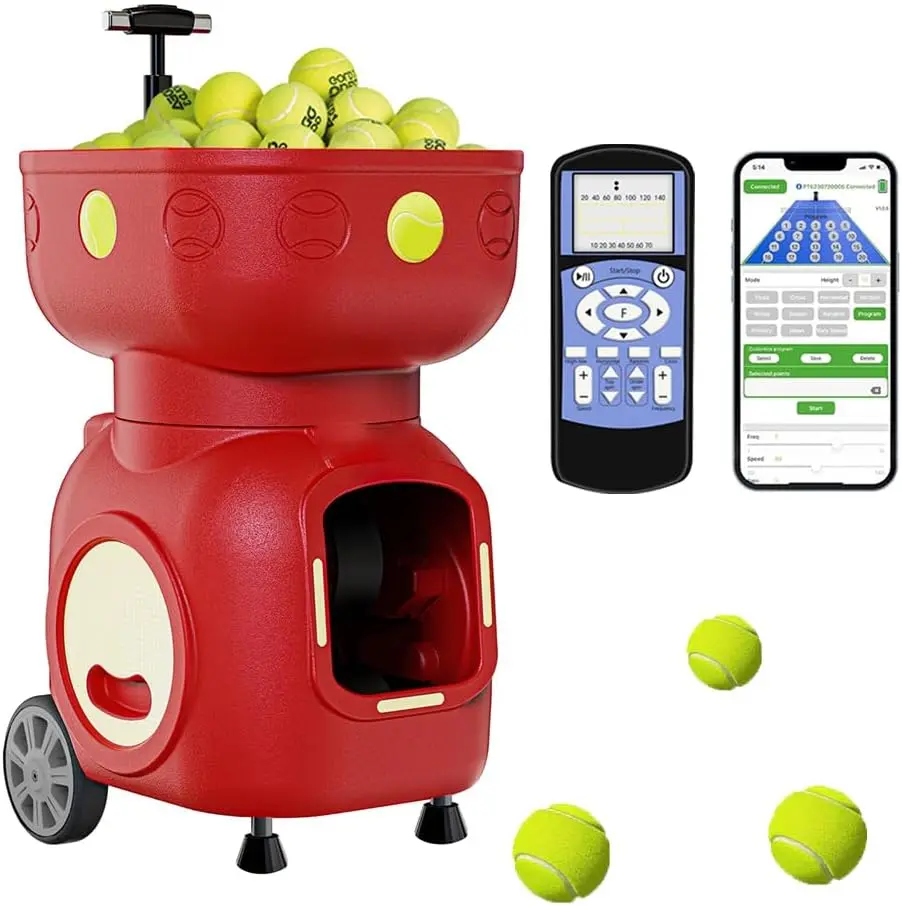 SIBOASI SS-T3 Automatic Tennis Ball Machine, Tennis Ball Launcher, Holds 120 Balls, 10 Training Modes, APP Freely Set The Serve Speed Frequency Angle, with Remote Control, for Beginner
