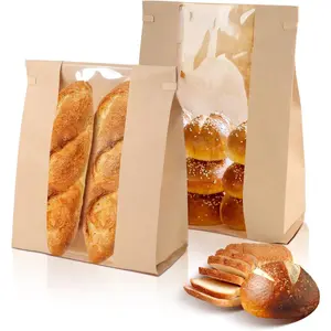 100 Pack Paper Bread Bags with Window 13.8x8.3x3.5 Inch Loaf Bags  Sourdough Bread Baking Bags for Baked  Packaging Storage