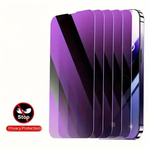 Tempered Glass Phone Screen Protector, 5 Counts Anti-blue Light Privacy Screen Protector, Phone Accessories Compatible with iPhone 16 15 14 13 12