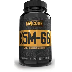 5% Nutrition Core KSM-66 Ashwagandha – 1,200mg Organic Ashwagandha Root Extract – High Potency 5% Withanolides – Supports Energy, Mood & Recovery – 90 Capsules (45 Servings)