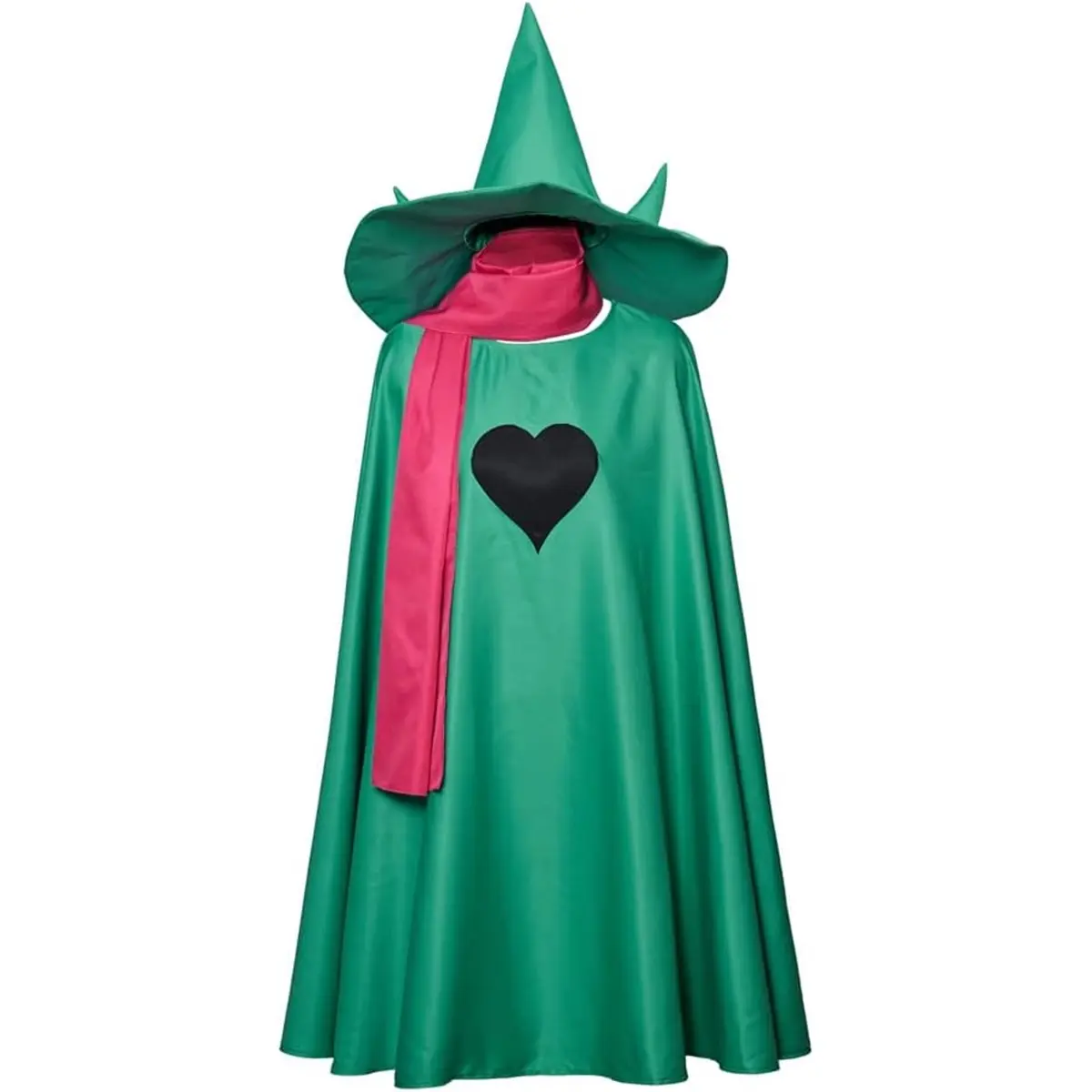 Unisex Ralsei Cosplay Costume Green Cape Cloak with Hat and Scarf Outfit