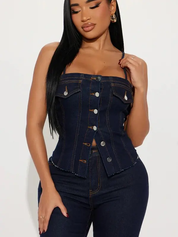 Nora Denim Capri Set - Dark Wash - TikTok Shop