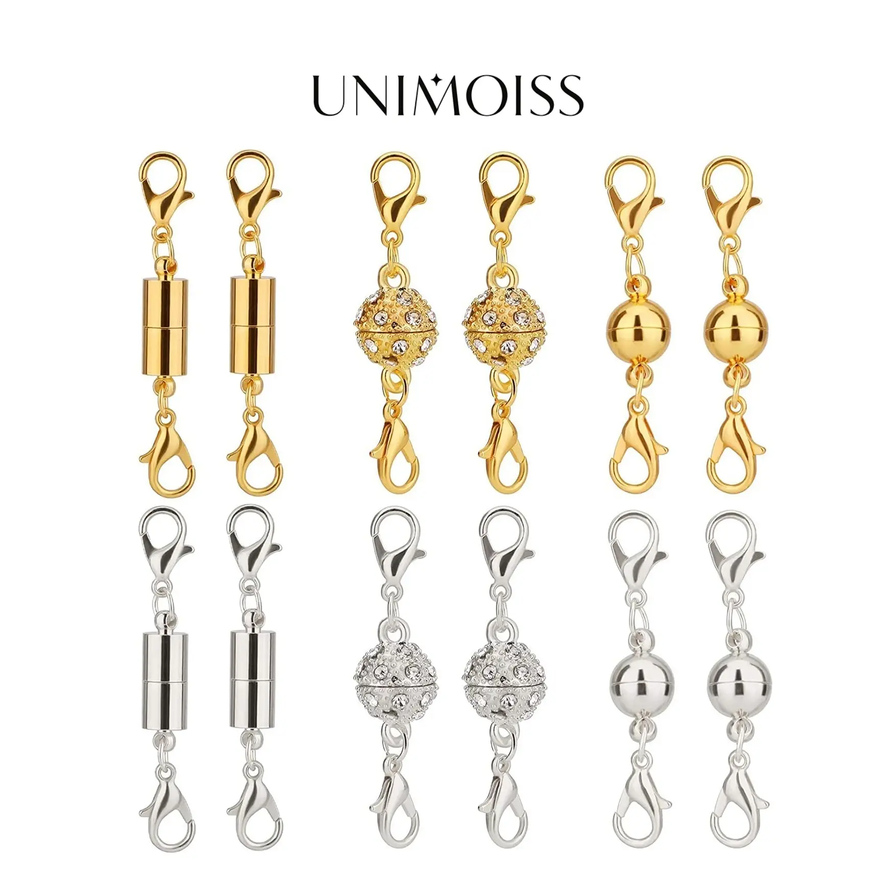 UniMoiss 12-Piece Magnetic Metal Clasp Extender Set, Lobster Clasps for Necklaces & Bracelets, Jewelry Making Supplies, Practical DIY Fashion Accessory Gifts
