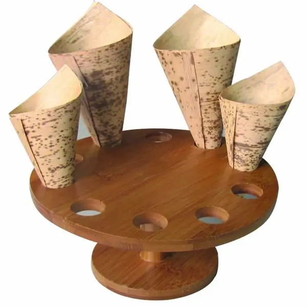 PacknWood 210SBAM10 10 Holes Bamboo Cone And Temaki Display- Pack Of 2