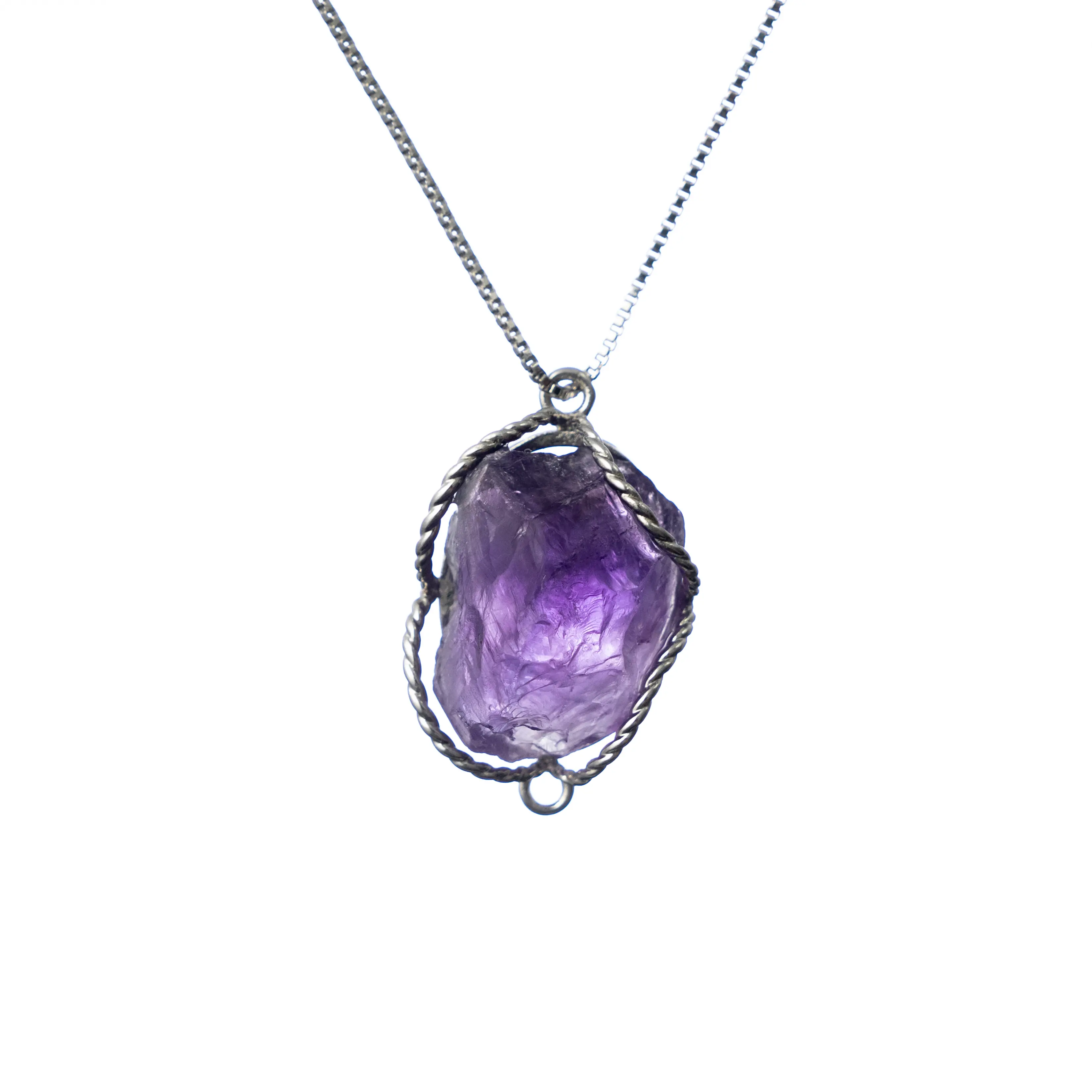Elegant Amethyst Crystal Pendant Necklace with 925 Silver Necklace - Natural Crystal Stone Necklace - Adjustable Length for Unique Style