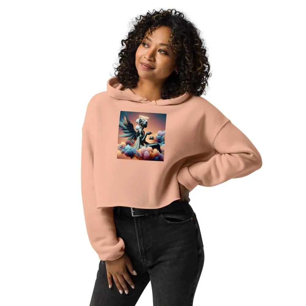 Angelic Tea Time Crop Hoodie Fabric Fashion Womenswear Cropped Statement Sweatshirts Tops