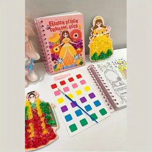 1 set, princess sticker book, magic watercolor & poke art & dress up activity DIY fabric art handmade toys, girl handmade set, children's painting kit, Watercolor Brush Pen