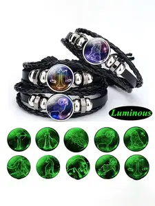 1PC New Fashionable Luminous Twelve Constellation Matching Bracelet Sets Vintage Birthday Gift Mix Bracelets