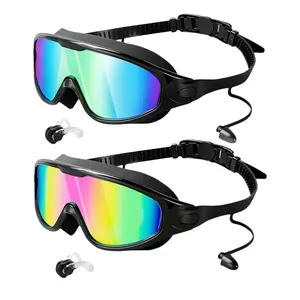 Fogproof, UV-protected and Cool Swimming Goggles, Leak-proof and Durable Swimming Glasses for Men, Women and Teens Wear Nose Clip and Earplugs