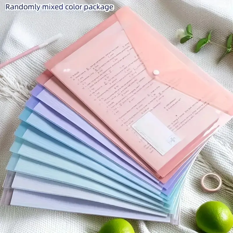 A4 File Folder, 10pcs Waterproof File Folder with Snap Closure, Durable File Organizer for Students and Office, Office Supplies, Document Organizer, Filing Folders, Folders for Documents