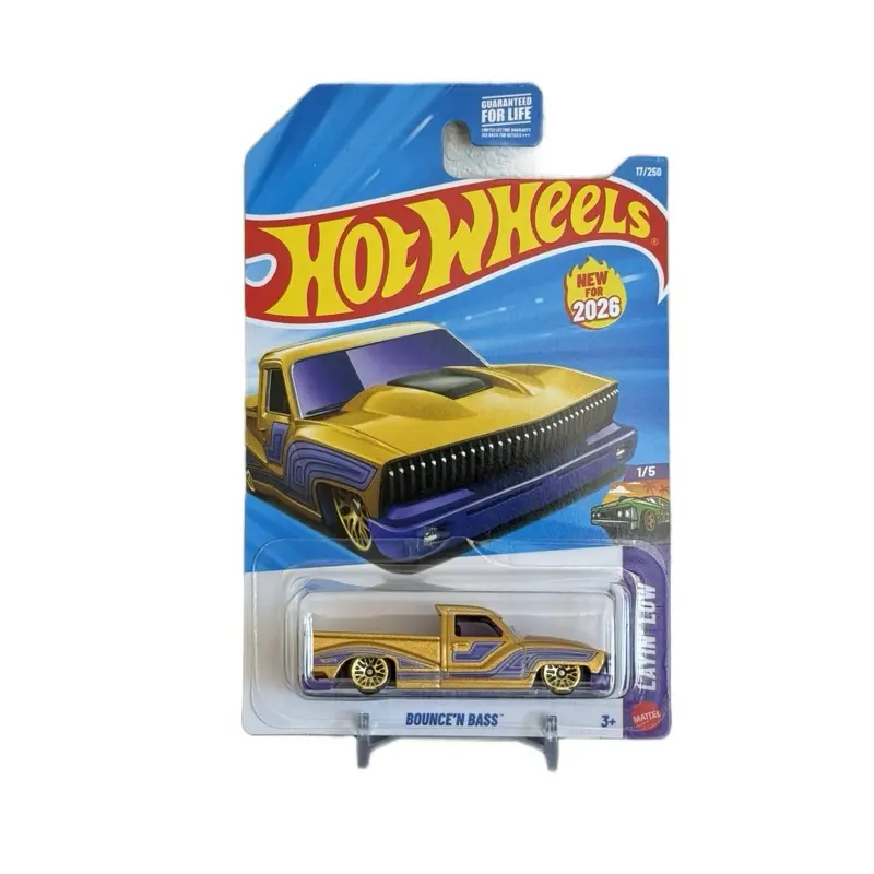 Hot Wheels Bounce'N Bass Truck Diecast Metal Model Car - 1/64 Scale, 2026 Edition, Gold-Purple Multi-Color Collector Item, Alloy Cars Collectible Toy, Model Cars