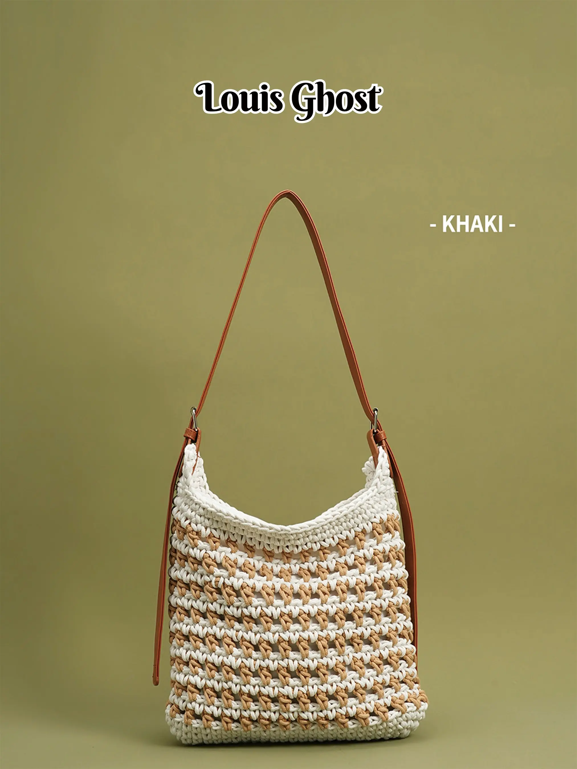 Crocheted wandering bag, hand-woven straw single-shoulder bag, Woven Purses, Bohemian-style summer beach tote bag, light luxury leather shoulder strap crossbody bag, Hobo crossbody bags, suitable for both travel and daily wear