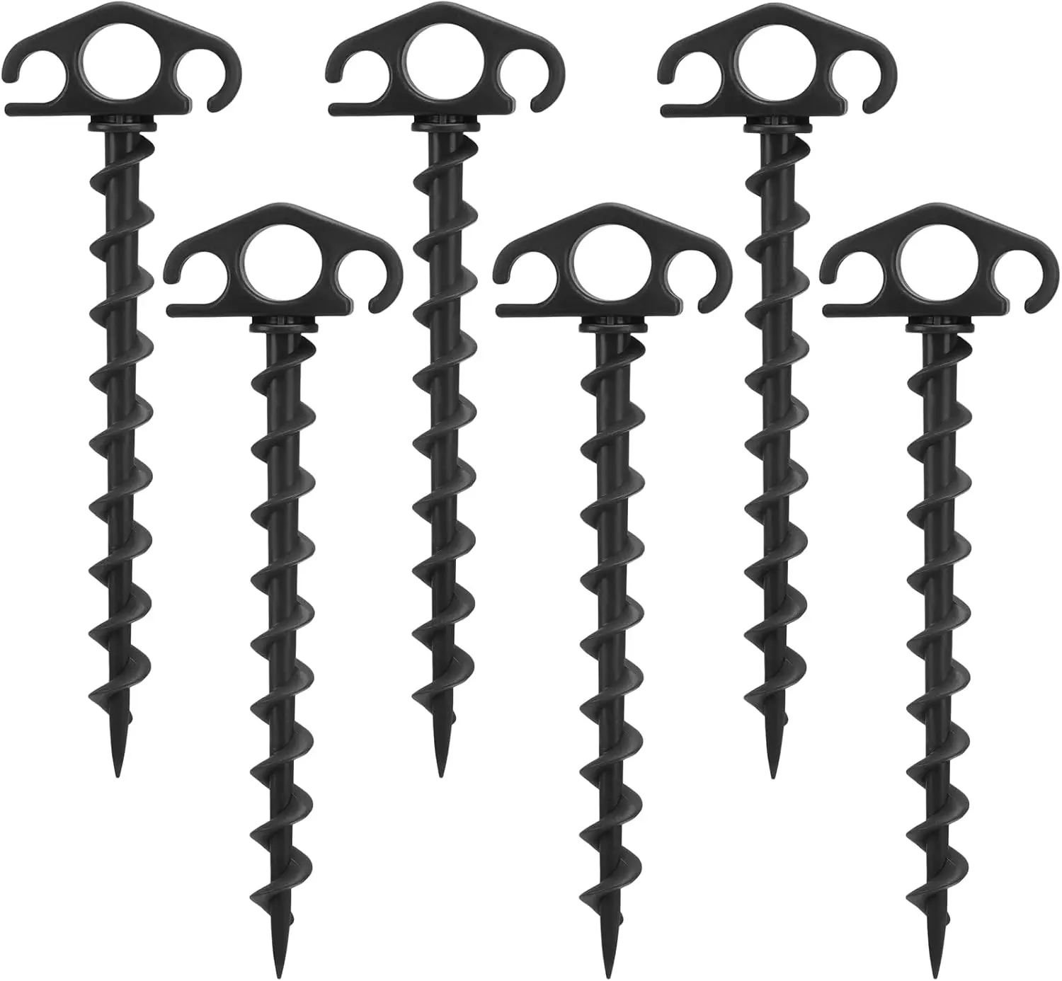 Tent Stakes Ground Anchors Screw in, 6 Pack Sand Stakes for Beach 9.4 Inch Heavy Duty Spiral Tent Pegs for Camping, Party, Hiking, Outdoor Decoration