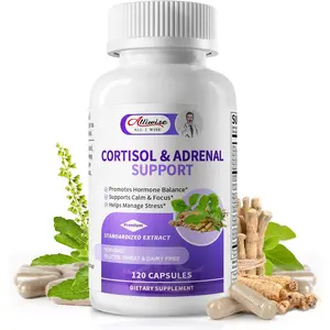 Cortisol Supplements for Women & Men - Adrenal Support with Ashwagandha, L-Theanine & Holy Basil for Stress Relief, Mood & Steady Focus - Hormone Balance - 120 Vegan Capsules