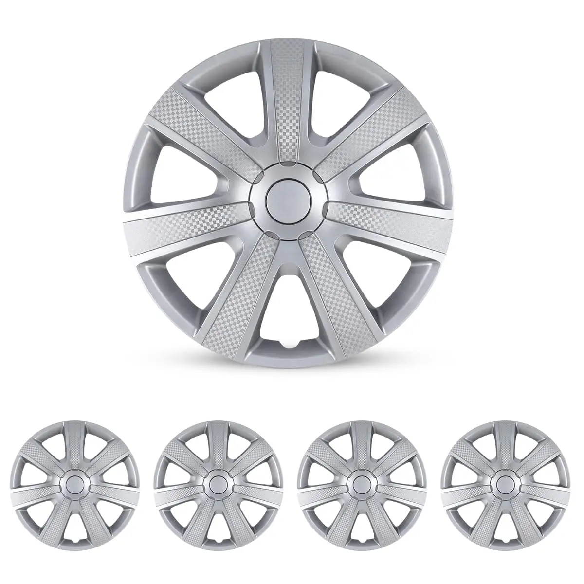 WOLFSTORM 14-Inch Hubcaps, Auto Wheel Covers with Universal Fitment for Car Replacement Parts