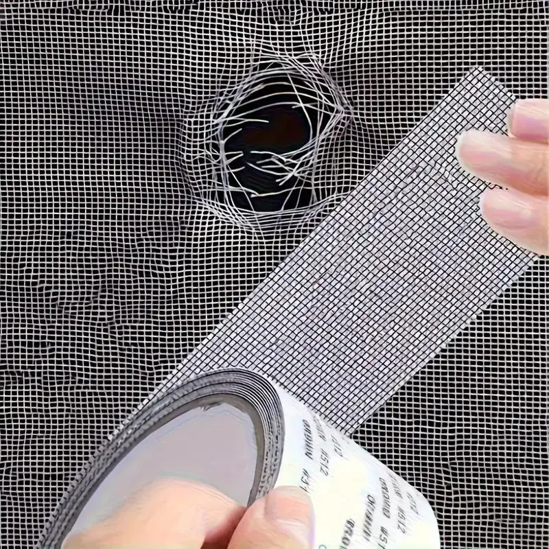Mesh Screen Repair Tape, Waterproof Self Adhesive Quick Patch, Strong Adhesive Durable Fiberglass Repair Tape for Screen Tear, Window & Door Screen Repair, Window Repair Tool, Versatile Use, Durability