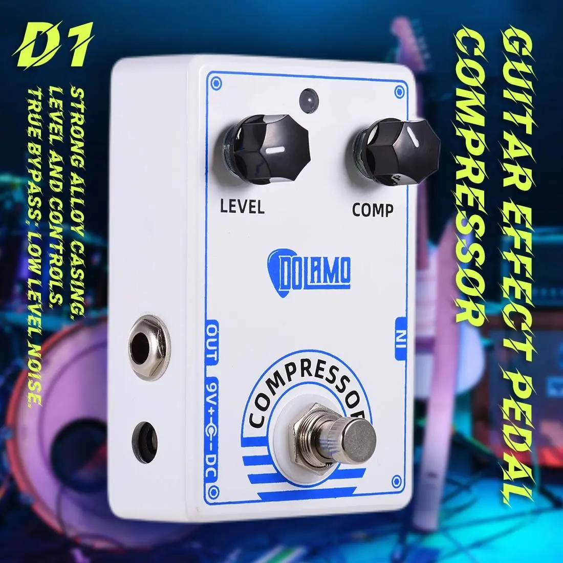 Ahajii Dolamo D1 Guitar Compressor Pedal, 9v Powered, Ideal for Practice, Stage Performance, Parties, Band Shows, Rock Style, Metal Case, High Value, Guitar Pedals