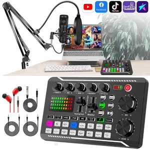 Live Podcast Equipment Set Bm-800 with Microphone, Wireless BT-compatible Connection, Music Recording Dj Live Device, Dj Audio Mixer, Streaming, Gaming, Tiktok, PC, Smartphone