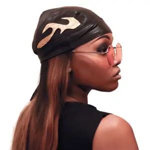 Black and Gold Leather Skull Cap Genuine Leather Edgy Accessory Gothic Style Punk Fashion Bold Design Statement Headwear Alternative Jewelry