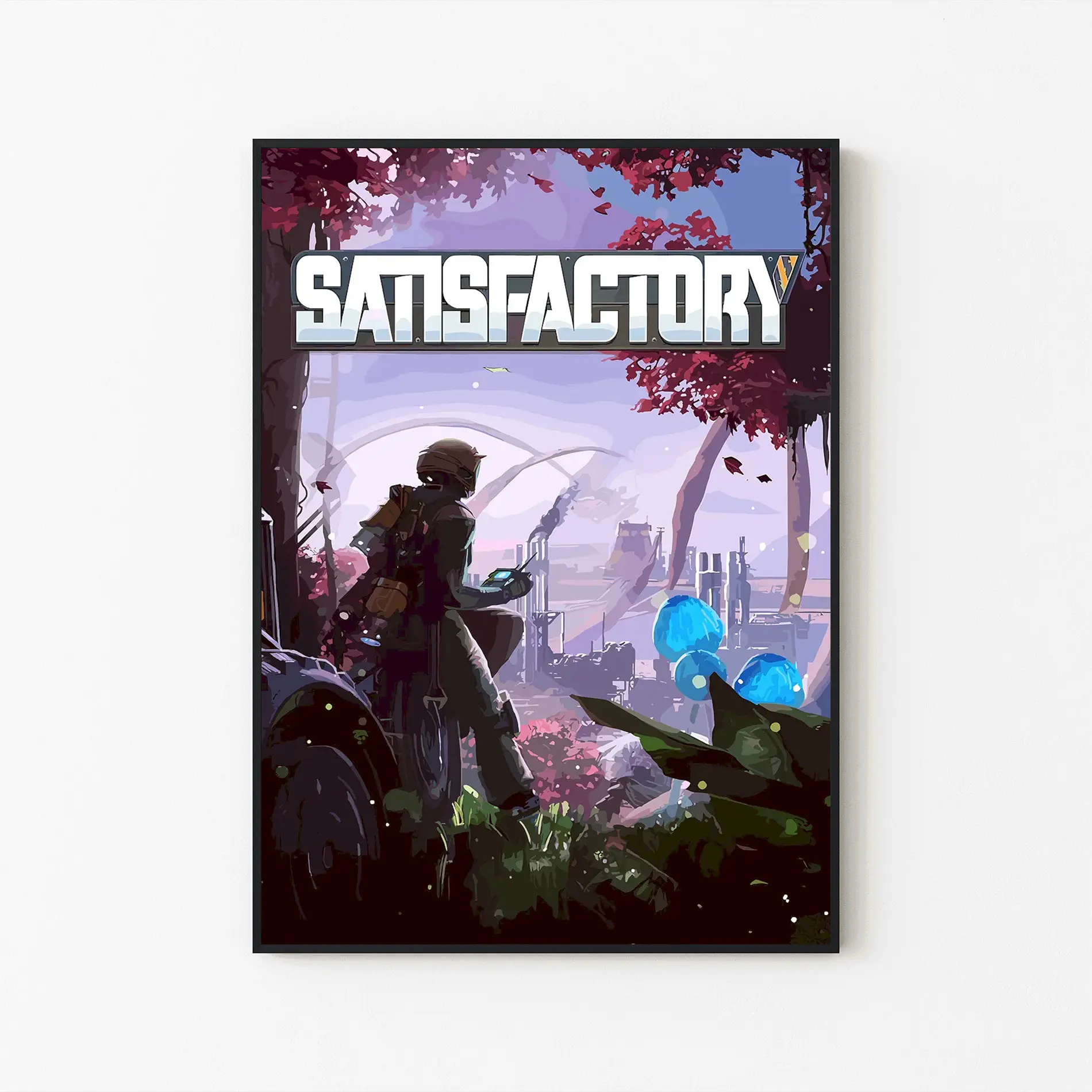 Unframed Print Only - Satisfactory Game Cover Art Poster, Factory Building Video Game Wall Decor, Gamer Print