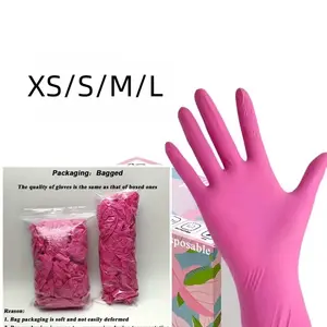 Disposable cleaning gloves, household high-elasticity cleaning gloves, waterproof gloves suitable for kitchen cleaning, tattooing, hair dyeing, beauty salons, and pet care products (pink, 10PCS, 50PCS, 100PCS)