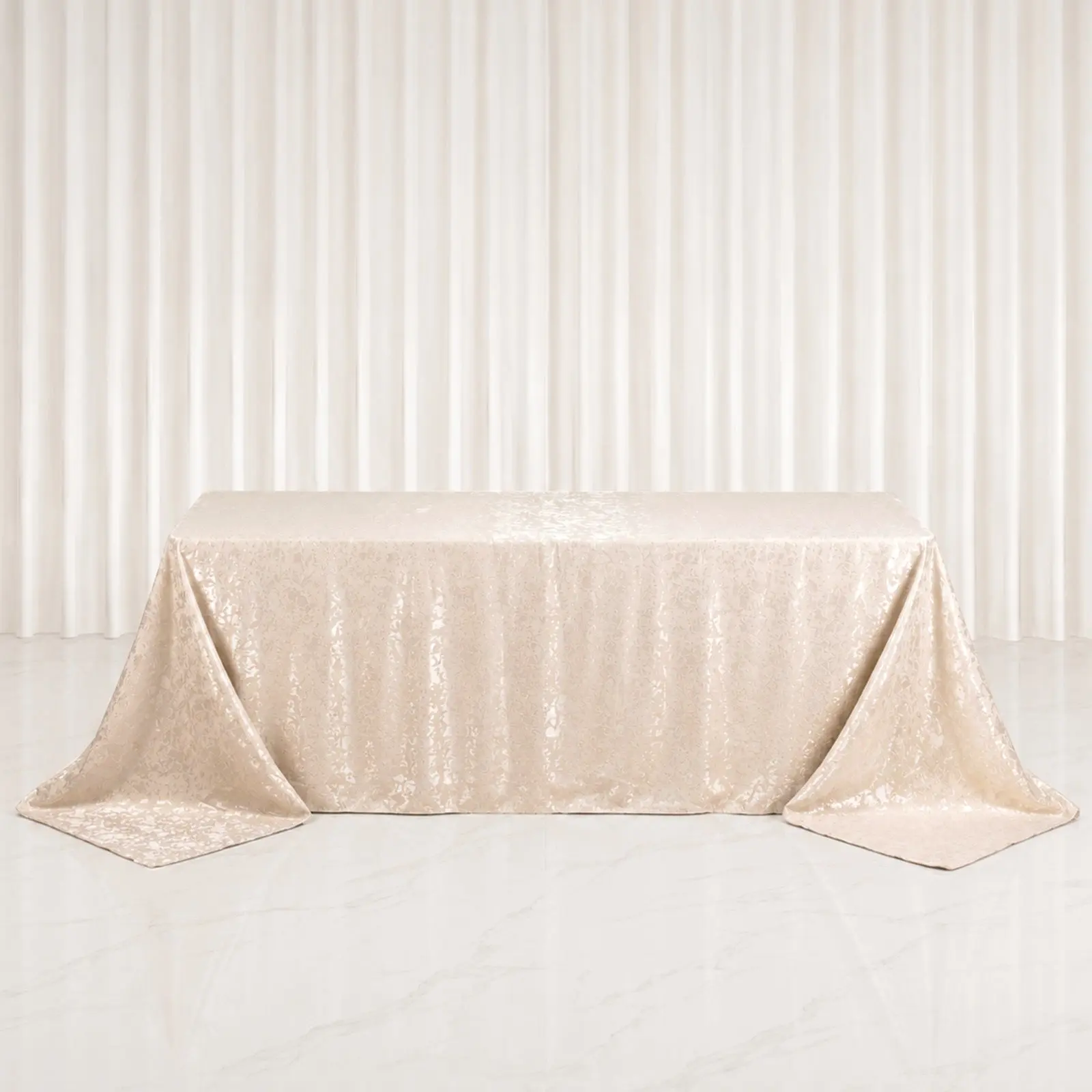 90"x132" Jacquard Tablecloth Rectangular, Beige - Abstract Watercolor Pattern