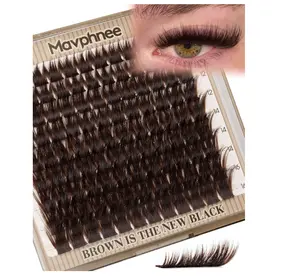 Brown Eyelash Clusters Wispy Volume Cluster Lashes Faux Mink Lash Clusters Fluffy Cluster Eyelash Extensions Thick Lash Extensions Dark Brown Individual Lashes Clusters (108PCS, CC Curve, 10-16MM)