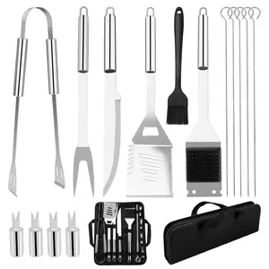 16pcs Stainless Steel BBQ Accessories Set, Portable Grill Utensils, Professional Grill Tool, Grill Brush, Outdoor Camping Backyard Kit, Dad Gift, Barbecue Accessories