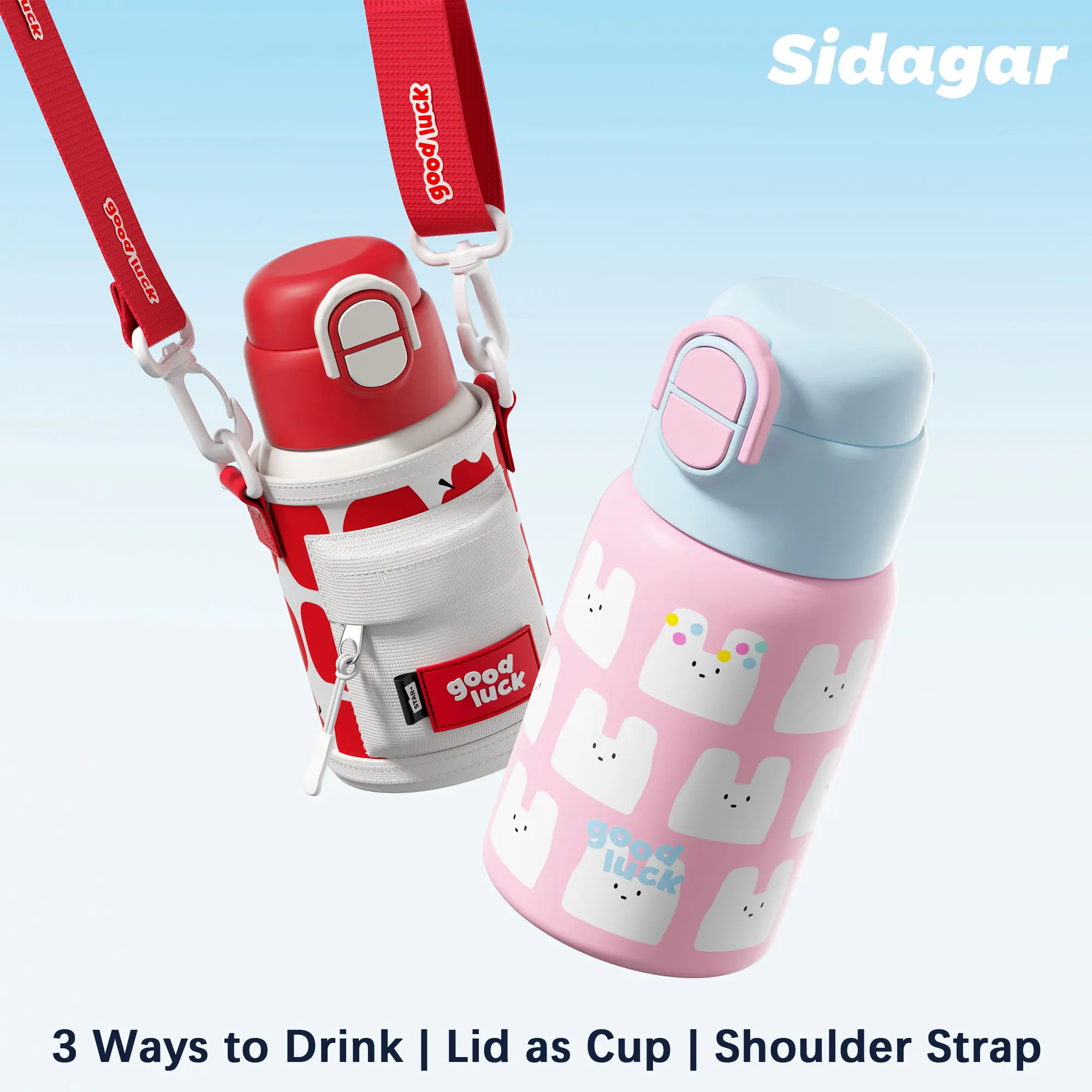 [Sidagar]22oz Kids Water Bottle for School, Toddler Water Bottles with Straws, Insulated Water Bottles for Boys&Girls, Stainless Steel Vacuum Insulated Bottle for Kids, Leak-Proof, BPA-Free kids  water  cup