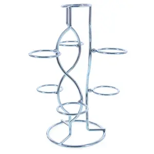 7-Ring 3-Tier Silver Wire Metal Sphere Crystals Egg Stand Display