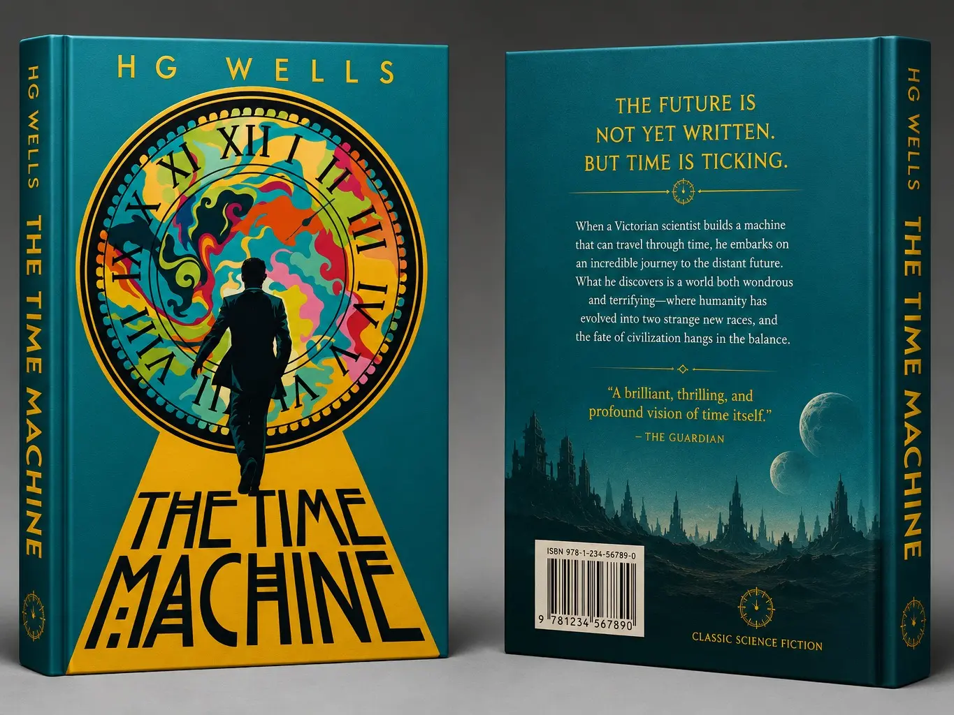 The Time Machine by H.G. Wells - English Pioneering Science Fiction Novel, Regular Edition Art Book, 5.1 x 7.87 Inches Literary Classic